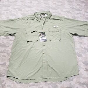 Worldwide Sportsman Shirt Mens 2XL Green Pockets Short Sleeve Button-Up NWT